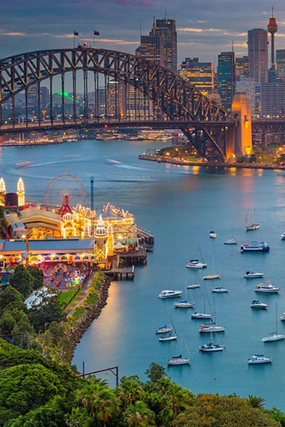 Sydney harbour and Luna Park